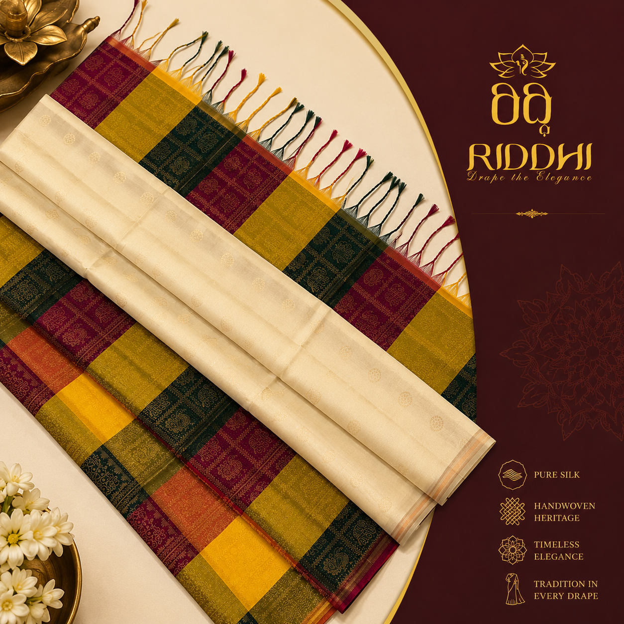 Kanjivaram  Handloom Half & Half Soft Silk Saree                   — an elegant blend of traditional craftsmanship and contemporary design.